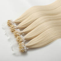 Extensions de cheveux humains à micro-boucles de haute qualité, double épaisseur, cuticules intactes, non traitées, extensions de cheveux à micro-anneaux