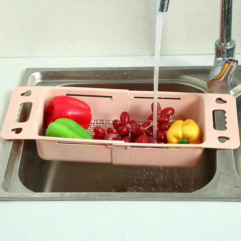 格納式調整シンク伸縮式洗濯バスケット洗濯果物と野菜のバスケットキッチン排水バスケット