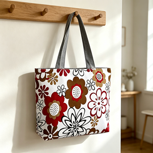 Sac fourre-tout en toile vintage personnalisé avec logo imprimé, fermeture éclair, grande capacité, sac à bandoulière pour le shopping quotidien, les voyages et la plage - Product Image 3