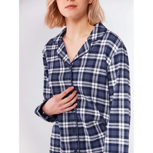 Conjunto de pijama personalizado para mujer, franela a cuadros, manga larga, ropa de dormir suave y cómoda, conjunto de 2 piezas. - Product Image 4