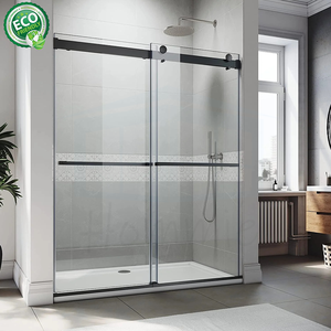 Portes de douche coulissantes en nickel brossé, verre nano facile à nettoyer, quincaillerie en acier inoxydable 304, glissement silencieux - Product Image 5