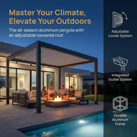 Pergola extérieure moderne à toit à lames orientables, en alliage d'aluminium étanche, avec ouverture horizontale et moustiquaire magnétique – Cadeau idéal