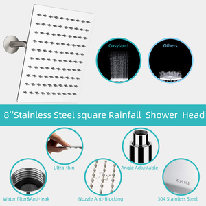 หัวฝักบัว4นิ้ว6นิ้วแรงดันสูงหัวฝักบัว15ซม. SUS201สี่เหลี่ยมบางพิเศษ304 - Product Image 3