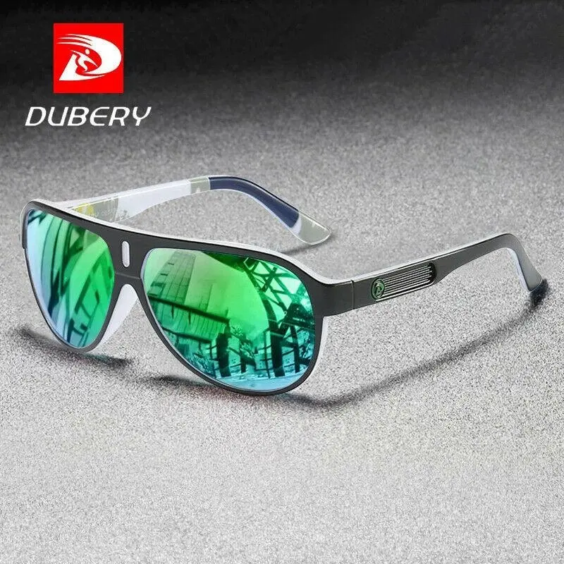 Солнечные очки DUBERY мужские, поляризационные солнцезащитные аксессуары UV400, без оправы, квадратные, синие и белые