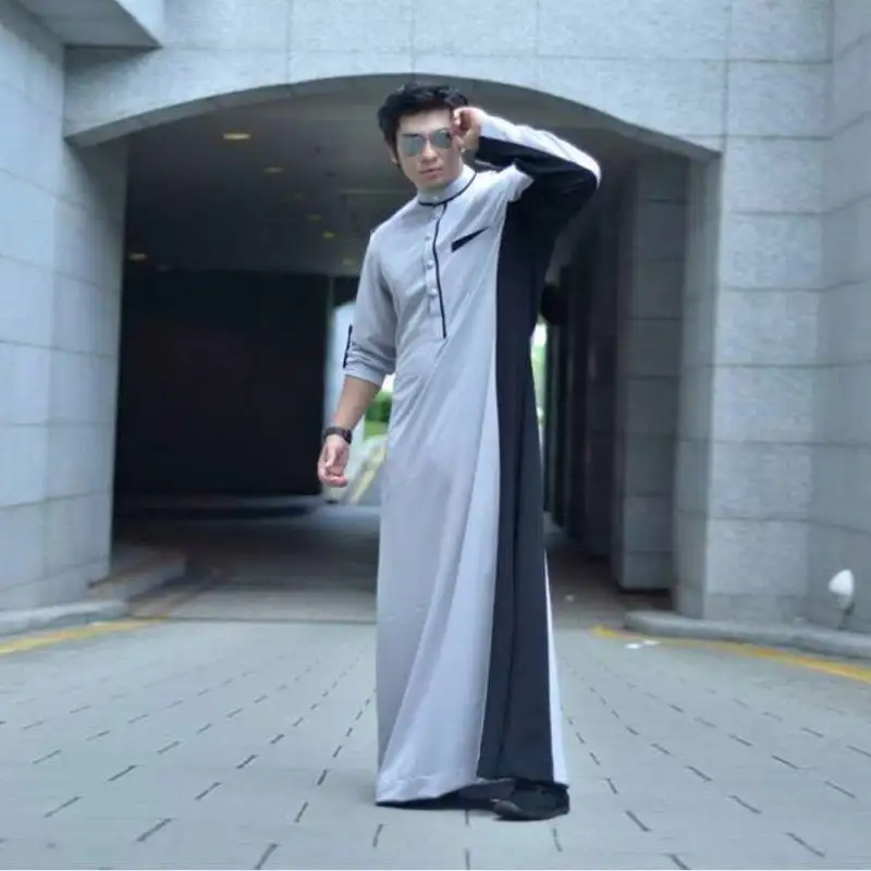 Pakaian Muslim pria jubah ramping pas muslim jubah qatar 2024 gaya baru pria muslim Islam Arab