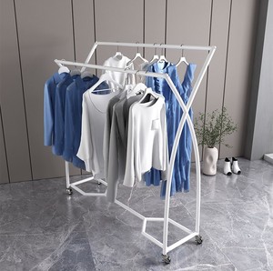 Expositor de Ropa Moderno con Estructura de Hierro, Estante Extraíble, Tipo de Suelo, <span class=keywords><strong>Perchero</strong></span> y Ganchos para Abrigos - Product Image 2
