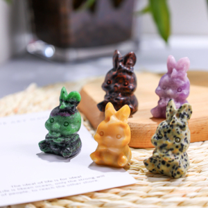 Figurines Lapin en Zoisite et Lepidolite avec Rubis Naturel, Matériaux Mixtes, Décoration de Table, Cadeaux Parfaits pour les Fêtes et Anniversaires (Vente en Gros) - Product Image 4