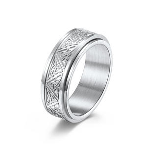 Stainless Steel Rotating <b>Ring</b> With Nordic <b>Celtic</b> Knot Design Unisex Jewelry Gift Geometric Pattern K-R642 - Product Image 1
