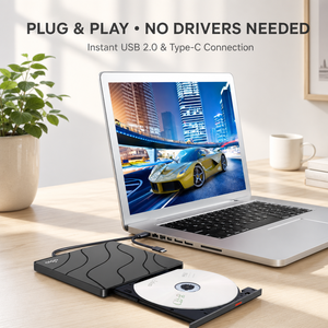ไดรฟ์ดีวีดีภายนอก Aigo G90 แบบเสียบแล้วใช้งานได้ทันที USB 2.0 ไม่ต้องติดตั้งไดรเวอร์ เครื่องเขียนแผ่นซีดี ดีวีดี-อาร์ดับเบิลยู สำหรับ Windows 11 10 Mac OS Linux แล็ปท็อป - Product Image 5