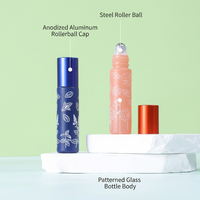 Flacon roll-on 10 ml en verre mat coloré imprimé macaron, recharge de parfum, flacon d'huile essentielle pour massage
