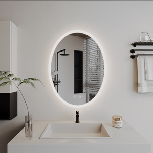 <span class=keywords><strong>Miroir</strong></span> mural intelligent d'hôtel moderne <span class=keywords><strong>Miroir</strong></span> de salle de bain ovale illuminé par lumière LED avec fonctions réglables pour le maquillage et le salon - Product Image 1