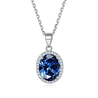 Pendentif ovale élégant en argent sterling 925 avec pierre précieuse, collier exquis avec 12 pierres de naissance pour femmes