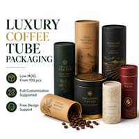 Tube en papier kraft écologique en gros, entièrement personnalisable, boîte à café de luxe, commande en gros OEM pour l'emballage alimentaire