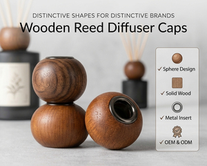 Vietnam WeWood Custom Ball Shaped Wooden <b>Diffuser</b> Cap Walnut Timber <b>Bottle</b> Sphere Aroma Closure Luxury Brand Upgrades - Product Image 1