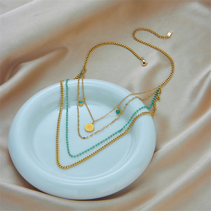 Layered Gold Chain Necklace With Turquoise Beads And Star Pendant Multi Strand Design For Women Fashion Jewelry - Product Image 4