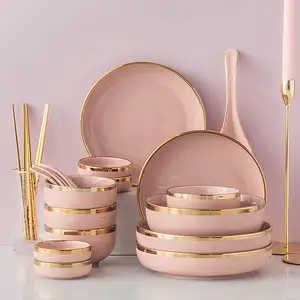 100 styles Turkey top seller 2022 golden edge luxury Style porcelain bowl plates &dish dinnerware set Ceramic ready to ship with