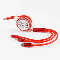 Nuevo One Tow Three Cable DE DATOS retráctil Android IP 3 en 1 Cable de carga de datos de teléfono celular