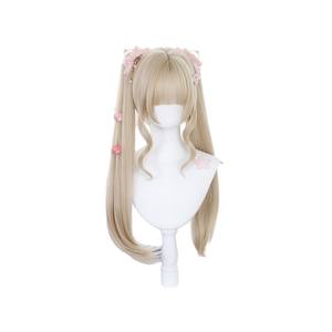 Perruque complète Lolita, longue et bouclée, avec deux queues de cheval, coupe princesse, frange latérale, en fibre haute température, pour femmes - Product Image 2