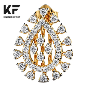 Boucles d'oreilles pendantes en moissanite pour femmes et hommes, plaquées or, pour anniversaire et mariage - Product Image 1