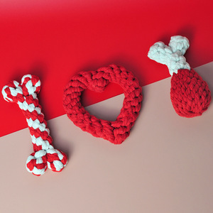 Romantici 3 pacchetti di cotone corda cane giocattoli da masticare alla moda forma ossea durevole e sostenibile per san valentino - Product Image 2