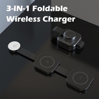 Station de charge sans fil magnétique 15W personnalisable 3 en 1, charge rapide, en aluminium, pour téléphone, montre, écouteurs, base de bureau