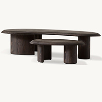 Rhohohill Ensembles de tables basses gigognes de salon de haute qualité de style moderne personnalisé Table à thé longue rétro en orme de recyclage
