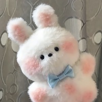 Pendentif figurine en peluche couineuse pour enfants, motif petit ours et lapin, avec lapin mignon rougissant, breloque porte-clés de sac