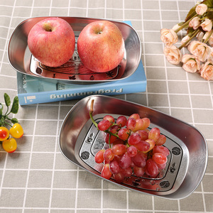Bandeja ovalada de acero inoxidable Master Gu para frutas y aperitivos, estilo simple, uso doméstico - Product Image 1