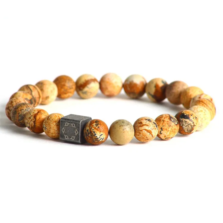 Groothandel Mannen Custom 8Mm Cubic Zirkoon Natuurlijke Imperial Jasper Stone Kralen Armband