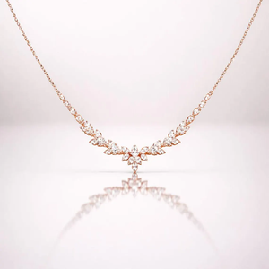 Luxury Marquise Diamond Rose Gold Link Chain Cluster <b>Necklace</b> Elegant Engagement & Wedding Jewelry - Product Image 5