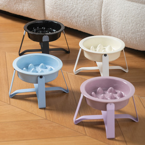 Bol pour animaux de compagnie en céramique de haute qualité, simple, multicolores, anti-étouffement, bol pour chien, bol pour animaux de compagnie à alimentation lente avec support en fer - Product Image 2