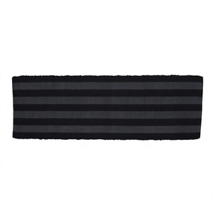 Striped Rectangle Area Rug Black Gray Indoor Outdoor Use Flat <b>Weave</b> Design - Product Image 1