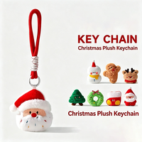 En stock – Porte-clés en peluche 3D doux, forme Noël (Père Noël, Bonhomme de neige, Renne) – Charme de sac mignon – Cadeau de fêtes