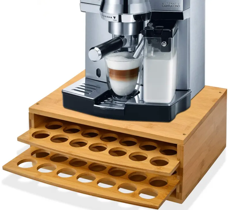 Bamboe Koffie Pod Opslag Houder 75 Cups Organizer Met Lade Voor Keurig K-Cup Peulen