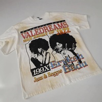 Kaos T-shirt Kasual Longgar Serbaguna Berbahan Katun Murni dengan Pola Kartun Gaya Hip-hop Baru dari Amerika yang Berpengaruh di Dunia