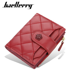 กระเป๋าสตางค์สั้นผู้หญิง Baellerry สีแดง หนัง PU ลายดอกไม้ ตัวล็อคแบบเกี่ยว ช่องใส่บัตรหลายช่อง กระเป๋าสตางค์แฟชั่นแบบมีซิป - Product Image 5