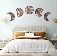 Décoration murale artisanale en bois personnalisable en usine, 5 pièces, phases de lune, pour salon, dortoir, appartement