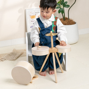 Ahşap Pedal seti davul çocuk oyuncak ahşap yuvarlak bant standı Montessori müzik perküsyon oyuncak - Product Image 2