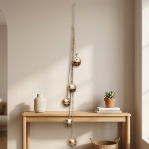 Carillon à vent rond plaqué or peint, ornement suspendu de style antique, cloche en métal découpée en étoile pour la décoration intérieure - Product Image 2