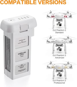 Batería de Repuesto para Dron <span class=keywords><strong>Phantom</strong></span> <span class=keywords><strong>3</strong></span>, Batería de Vuelo Inteligente de 4480 mAh y 15.2 V para DJI <span class=keywords><strong>Phantom</strong></span> <span class=keywords><strong>3</strong></span> Standard/<span class=keywords><strong>Pro</strong></span>/Advanced/<span class=keywords><strong>4K</strong></span>/SE - Product Image 2