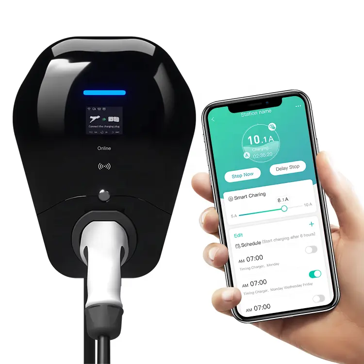 Grasen CE certificada Tipo 2 OCPP wallbox 7kw 22kW estação de carregamento de veículos elétricos Carregador AC EV com 4G WIFI móvel APP