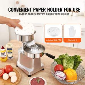 Commercial Heavy-Duty 150mm/6 pouces En Acier Inoxydable Burger Patty Maker 1000 Pcs Patty Papiers Inclus Cuisine Viande Formant La Machine - Product Image 4