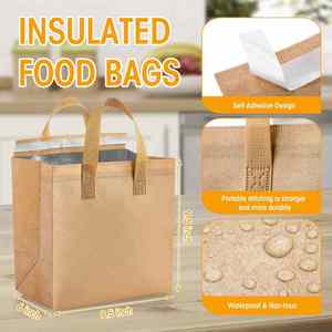 Sac isotherme grande capacité anti-fuite en non-tissé avec fermeture éclair et feuille d'aluminium, idéal pour la livraison d'aliments chauds ou froids, sac de courses pour produits frais - Product Image 4