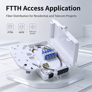 กล่องกระจายไฟเบอร์ FTTH แบบ 1 เข้า 4 ออก พร้อมอะแดปเตอร์ SC/UPC และตัวแยก PLC ติดตั้งไว้ล่วงหน้า กล่องปลายทางออปติคอลกันน้ำ ABS สำหรับ FTTH - Product Image 1