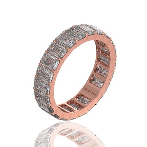 Anillo de Plata Unisex con Circonita Cúbica, Corte Esmeralda Vietnamita, Estilo Tenis, 2x4 mm - Product Image 1