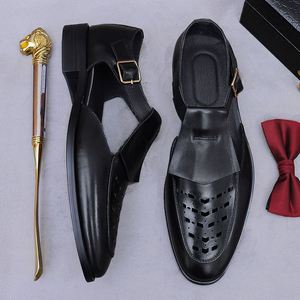 High Quality Head Side Buckle Business Casual Men's Cow Leather <b>Shoes</b> Breathable Non-slip Handmade Genuine Leather Outdoor - Product Image 1