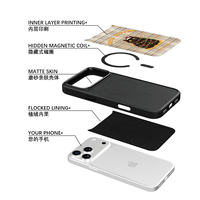 Coque de téléphone AG Feeling Black Edge avec motif chat de Noël doré pour iPhone 17, 17 Pro Max, 16 Pro, 15 – Coque magnétique