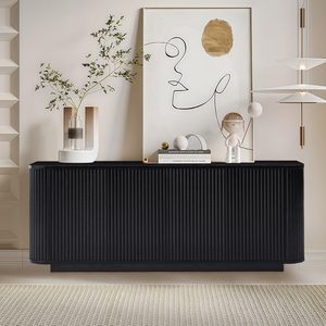 Buffet 2026 avec rangement, <span class=keywords><strong>console</strong></span> de <span class=keywords><strong>bar</strong></span> à café moderne en bois cannelé pour salon, cuisine, salle à manger - Product Image 3