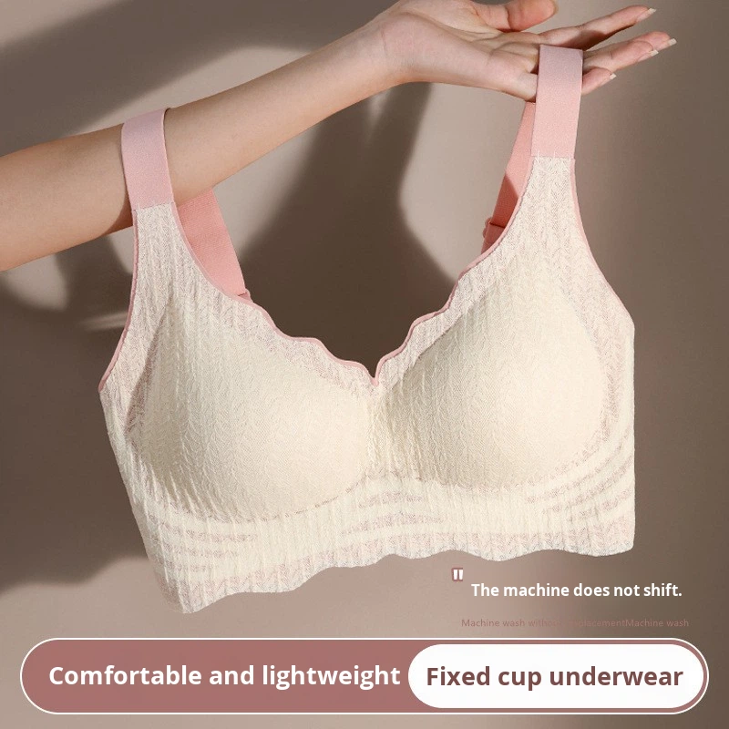 New Style Gathered Lace Bra with No Steel Band, Soft Support, Anti-sagging, Suitable for Exercise, Breathable and Comfortable.