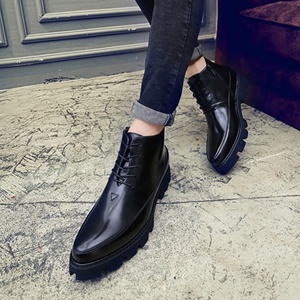 Comfortable Red PU Leather Men's Casual <b>Boots</b> Pointed Toe <b>Zip</b>-<b>Up</b> Classic Dress Shoes Lace-<b>up</b> Feature Ankle EVA for Autumn Winter - Product Image 5